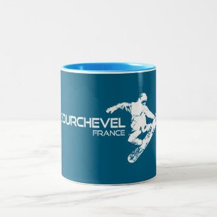Courchevel Frankrijk Snowboarder Tweekleurige Koffiemok