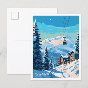 Courchevel Frankrijk vintage reisillustratie Briefkaart