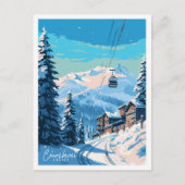 Courchevel Frankrijk vintage reisillustratie Briefkaart (Voorkant)