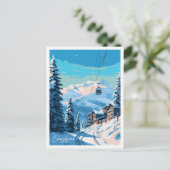Courchevel Frankrijk vintage reisillustratie Briefkaart (Staand voorkant)