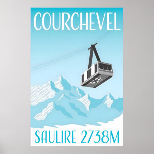 Courchevel Minimalistische Skiresort Reisposter Poster