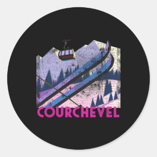 Courchevel Ski - Vintage Style Courchevel Skien V Ronde Sticker