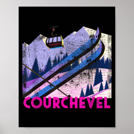 Courchevel ski - vintage style courchevel skiing poster (Voorkant)