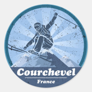 Courchevel Skiër Ronde Sticker