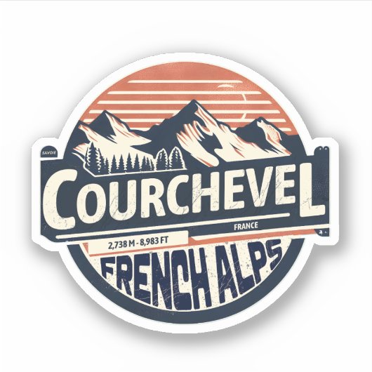 Courchevel skigebied in de Franse Alpen cadeaus Sticker (Voorkant)