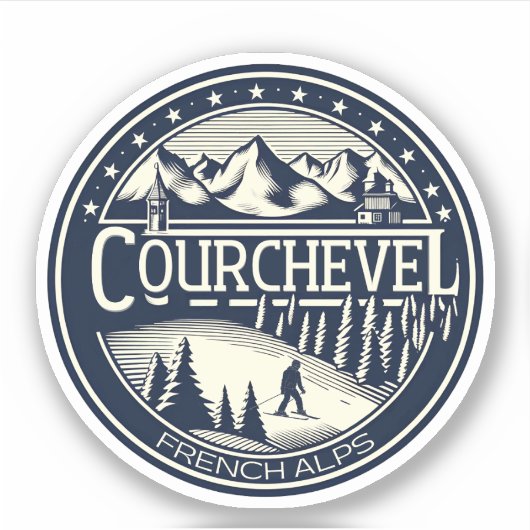 Courchevel skigebied in de Franse Alpen cadeaus Sticker (Voorkant)