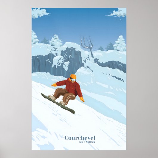 Courchevel Snowboarden Reisposter Poster (Voorkant)