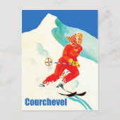Courchevel, vrouw op skistraject, Frankrijk, Vinta Briefkaart (Voorkant)
