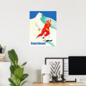 Courchevel, vrouw op skistraject, Frankrijk, Vinta Poster (Thuiskantoor)
