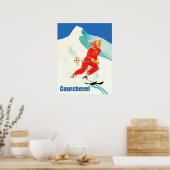 Courchevel, vrouw op skistraject, Frankrijk, Vinta Poster (Keuken)