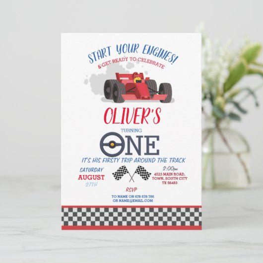 Coureur Eerste Rit Baanstrijd Verjaardag Kaart (Staand voorkant)