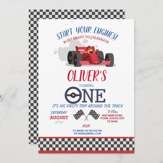 Coureur Eerste Rit Baanstrijd Verjaardag Kaart (Voorkant / Achterkant)