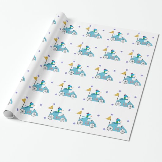 Coureur Sneeuwman Cadeaupapier (Uitgerold)