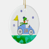 Coureur Sneeuwman Keramisch Ornament (Rechts)