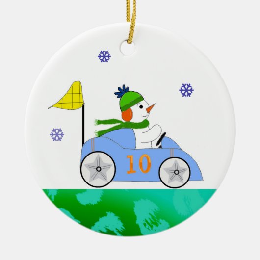 Coureur Sneeuwman Keramisch Ornament (Voorkant)