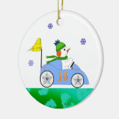 Coureur Sneeuwman Keramisch Ornament (Links)