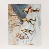 "Coureurs des bois snowshoe Trek" Legpuzzel (Verticaal)