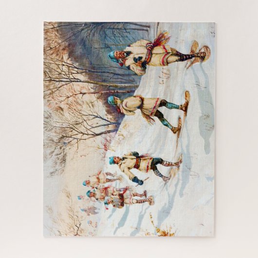 "Coureurs des bois snowshoe Trek" Legpuzzel (Verticaal)