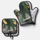 courgette en squash Boerderij gepersonaliseerd Ovenwant & Pannenlap Set (Voorkant / Achterkant)