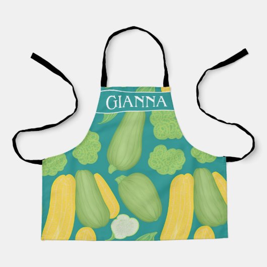 courgette pastel kleurrijk gepersonaliseerd patroo schort (Voorkant)