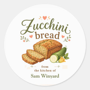 Courgettebrood Huisgemaakte Baklabel Ronde Sticker