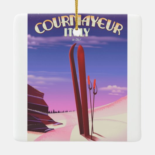 Courmayeur Italiaanse skiposter Keramisch Ornament (Achterkant)