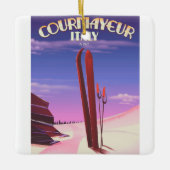 Courmayeur Italiaanse skiposter Keramisch Ornament (Voorkant)