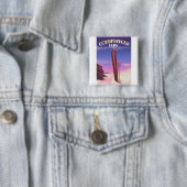 Courmayeur Italiaanse skiposter Vierkante Button 5,1 Cm (In situ)