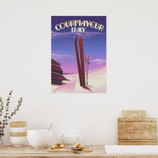 Courmayeur Italy Ski Poster (Keuken)