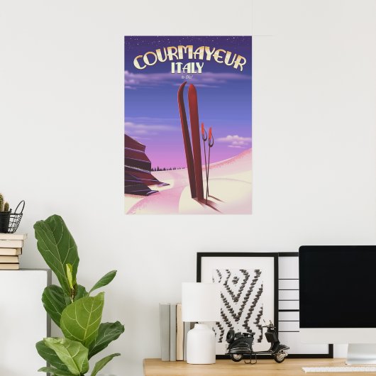 Courmayeur Italy Ski Poster (Thuiskantoor)