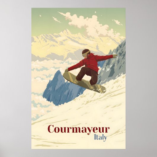 Courmayeur Sneeuwsport Reisposter Poster (Voorkant)