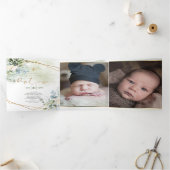 Couronne de Feuillage Aquarelle, Bapteme Drieluik Uitnodiging (Binnen)