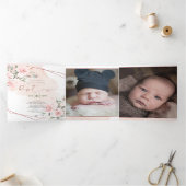 Couronne de Roos Aquarelle, Bapteme Drieluik Uitnodiging (Binnen)