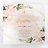 Couronne de Rozen Aquarelle, Bapteme Drieluik Uitnodiging (Binnenzijde eerst)