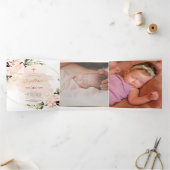 Couronne de Rozen Aquarelle, Bapteme Drieluik Uitnodiging (Binnen)