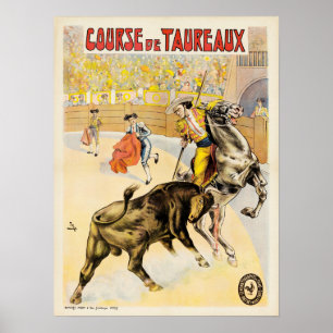 Course de Taureaux  1907 Bull Fighting Ad Poster