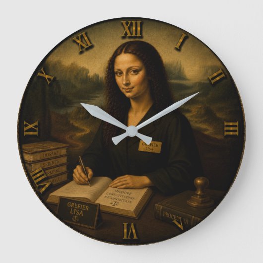 Court Clerk Funny Mona Lisa Grote Klok (Voorkant)