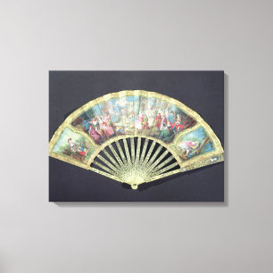 Court Fan, French, 18e eeuw (ivoor en w/c over Canvas Afdruk