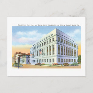 Court House and Post Kantoor, Mobile Alabama Briefkaart