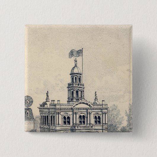 Court House, Fresno Vierkante Button 5,1 Cm (Voorkant)