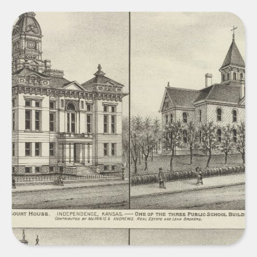Court House, Kansas Vierkante Sticker (Voorkant)