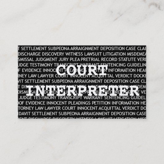 Court Interpreter Words Visitekaartje (Voorkant)
