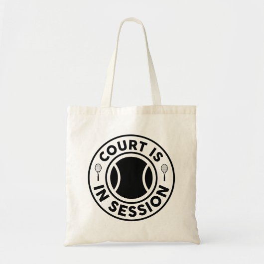 Court is in sessie tote bag (Voorkant)