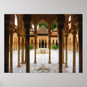 Court of the Lions, Alhambra, Spanje - Poster