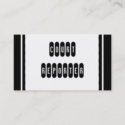 Court Reporter aangepaste zwarte witte visitekaart Visitekaartje (Voorkant)