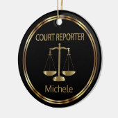 Court ⚖ Reporter - Black and Gold Keramisch Ornament (Links)