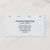 Court Reporter Black Steno Machine Visitekaartjes (Achterkant)