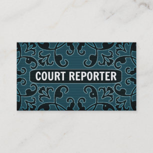 Court Reporter Blauwgroen Damask Visitekaartje