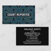 Court Reporter Blauwgroen Damask Visitekaartje (Voorkant / Achterkant)