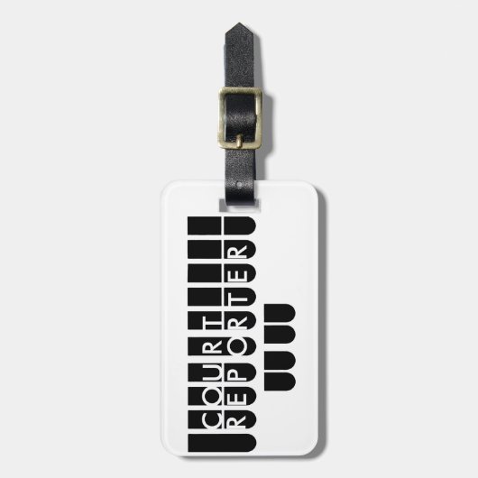 Court reporter key zwart wit bagagelabel (Voorkant verticaal)
